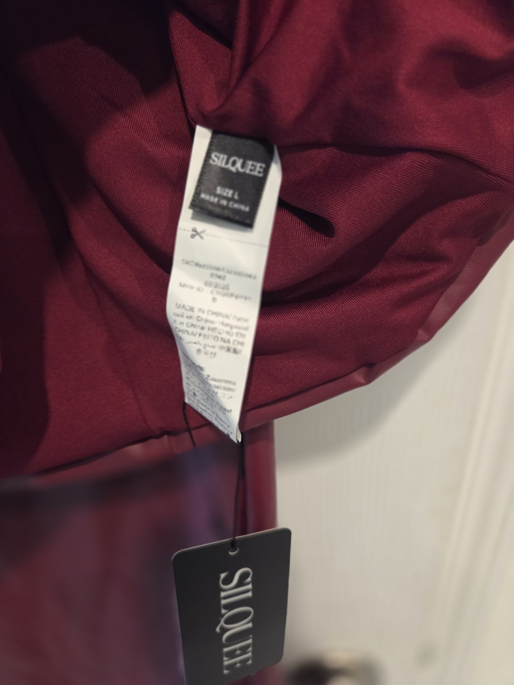 Faux Leather Burgundy Maxi Skirt Set with Buttoned Top - Picture 7 of 7